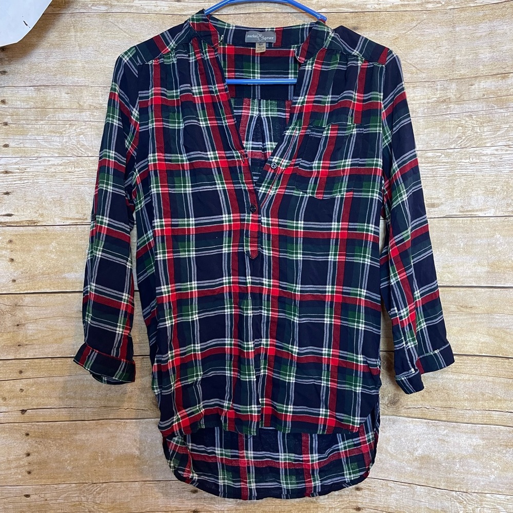 Market & Spruce plaid blouse 🛍